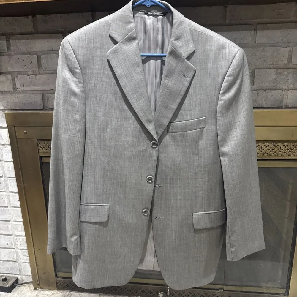 Jack Victor Mens Blazer Sport Coat Three Button Casual Jacket 40R Wool Suits.